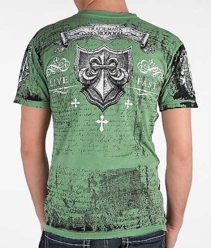 Двухстороняя футболка Affliction Simulation T-shirt Green купить
